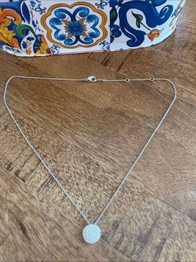 Nordstrom Silver Pave Disc Necklace